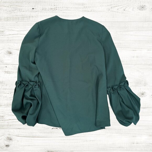ANTONIO MELANI SMALL Green Bell Sleeve Blouse with Mandarin Collar - Picture 3 of 4